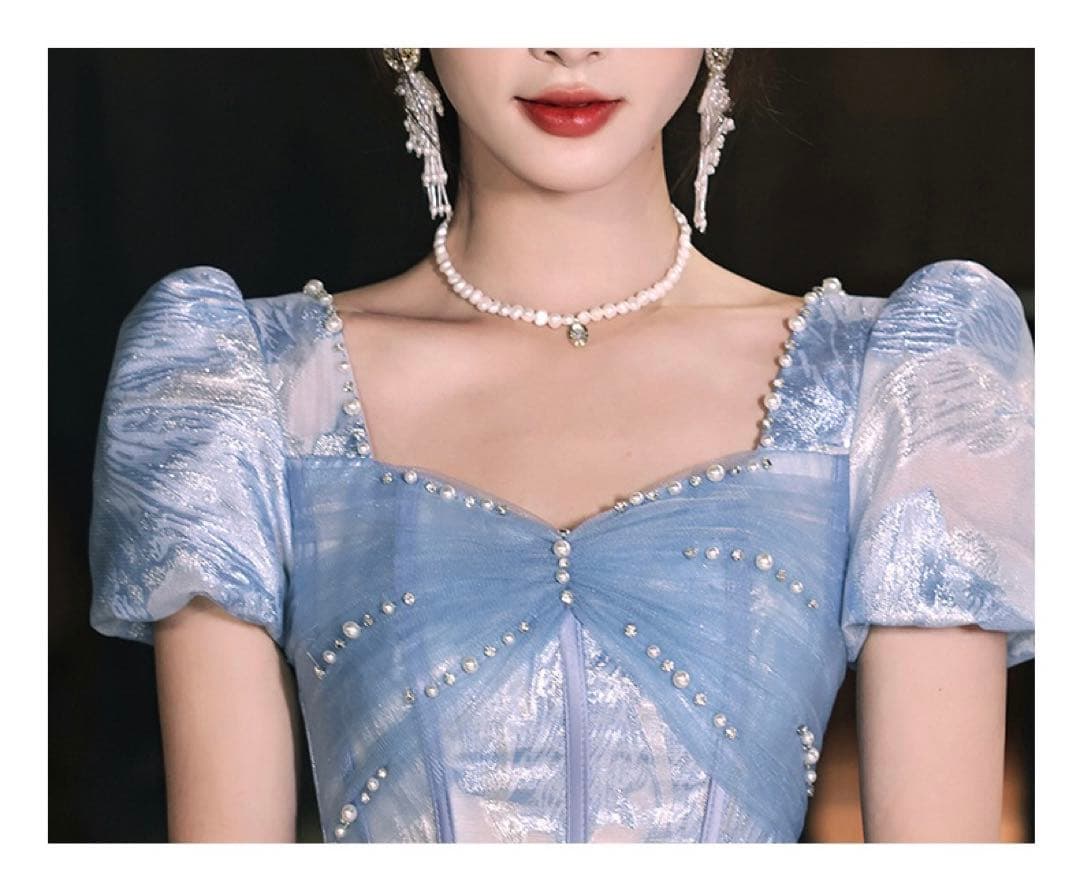 【♡】カラードレス　パーティードレス　披露宴　結婚式　二次会　ブルー　前撮り