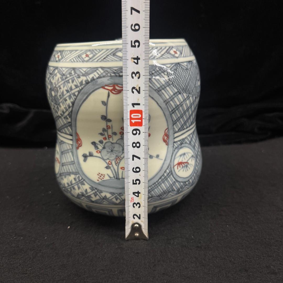 希少 五代 佐藤走波作 染錦草花文　水指　在銘　時代物　共箱 有田焼