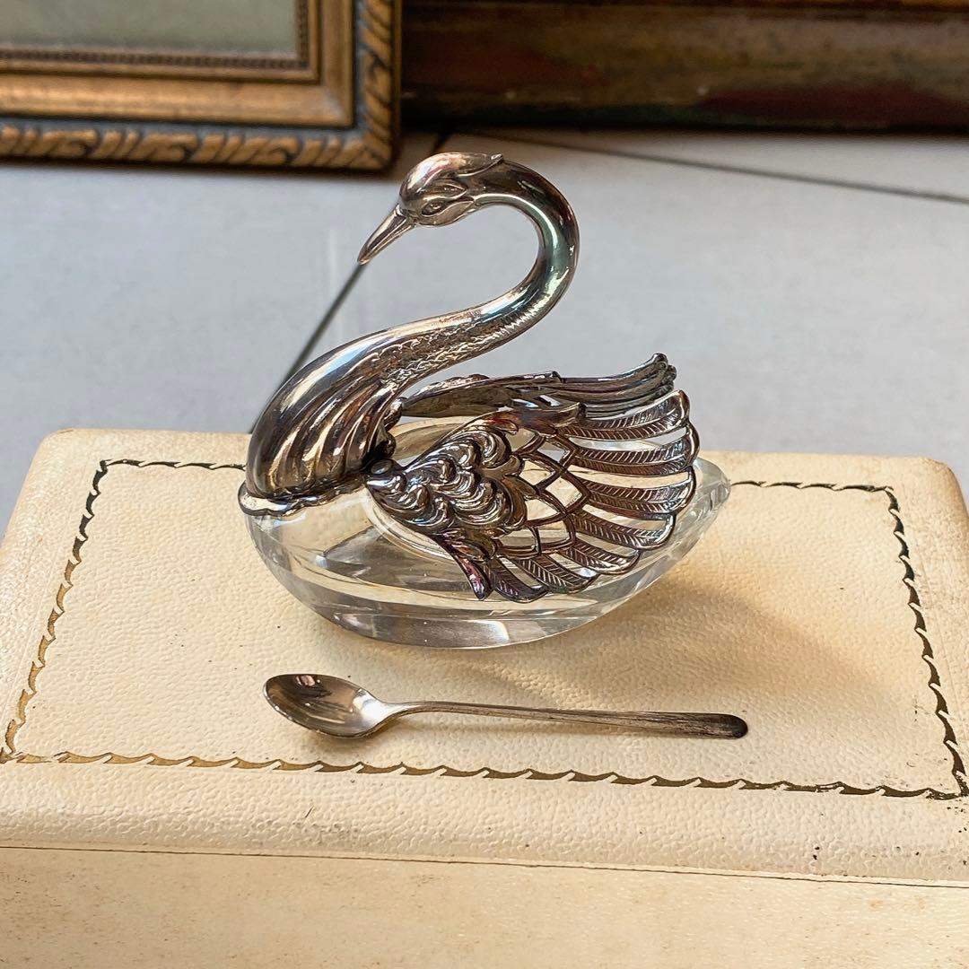 Silver 銀製　白鳥　ヴィンテージ　調味料入れ　小物入れ