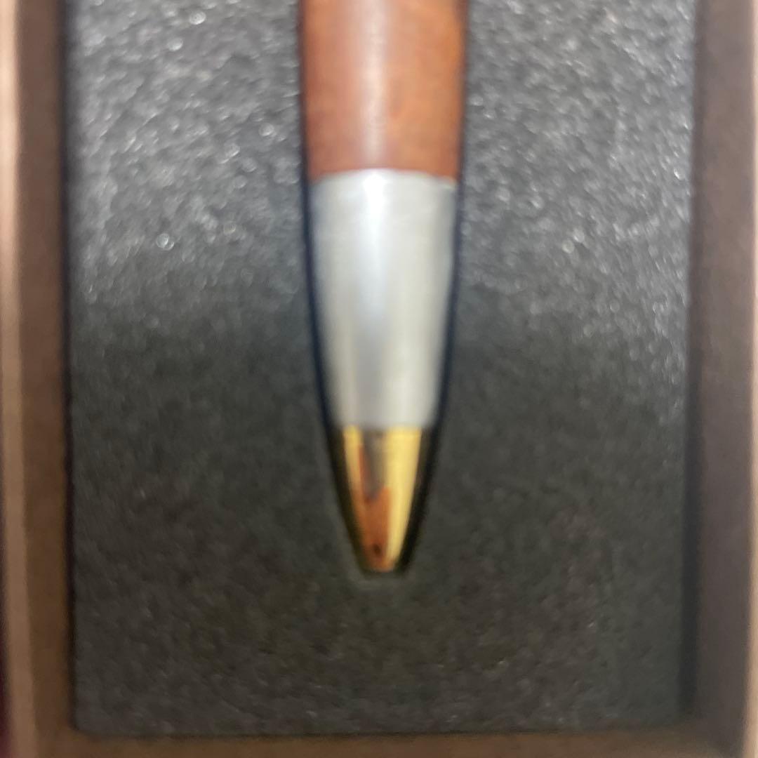 野原工芸似　花梨瘤　シャープペンシル　ゴールド　斑紋純銀色仕様