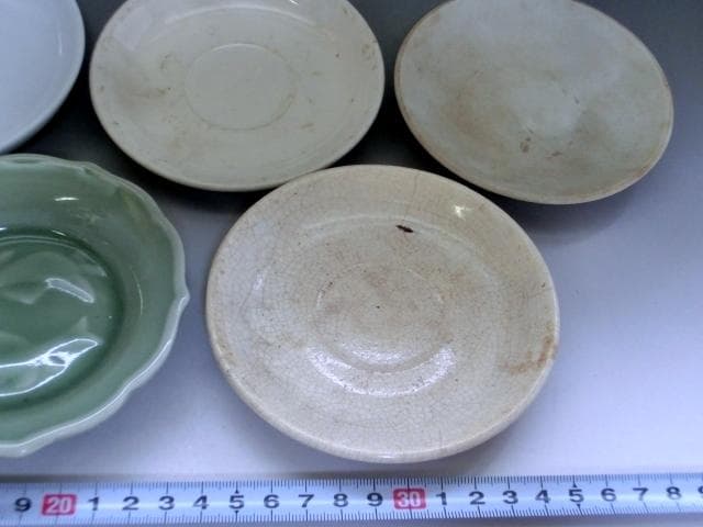 皿■古い中国時代物小皿7枚セット 古い白磁 青磁 三彩 白釉 粉引き 古玩 唐物