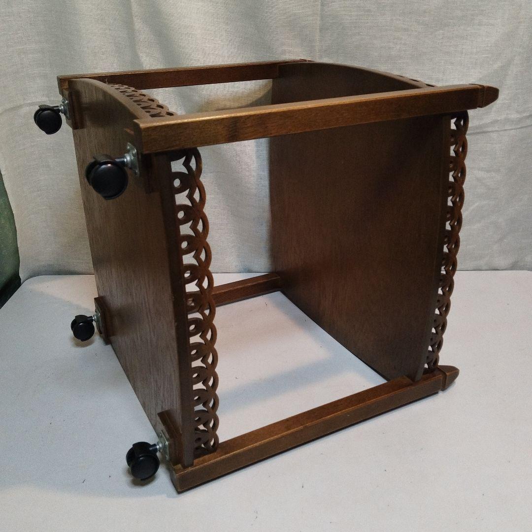 木製　移動式　多目的飾り棚　昭和中頃　民芸家具　横幅　奥行　大きめサイズ　花台