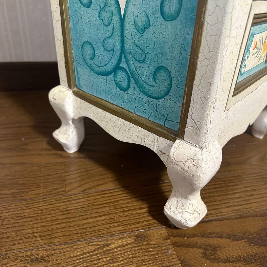 アンティーク 花柄 5段チェスト　リメイク　トールペイント