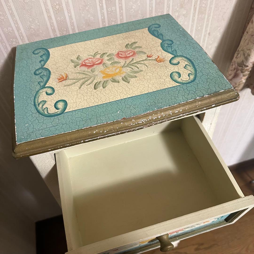 アンティーク 花柄 5段チェスト　リメイク　トールペイント