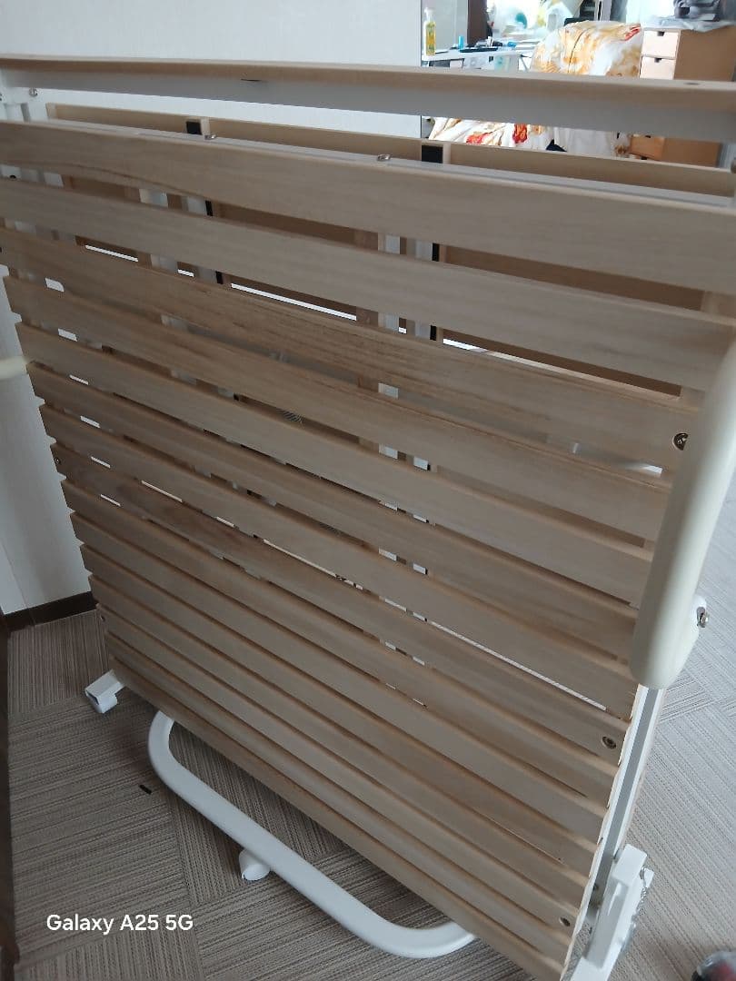 [お話中]折りたたみパイプベッド スノコ 木製&西川ムアツ布団のシングルサイズ