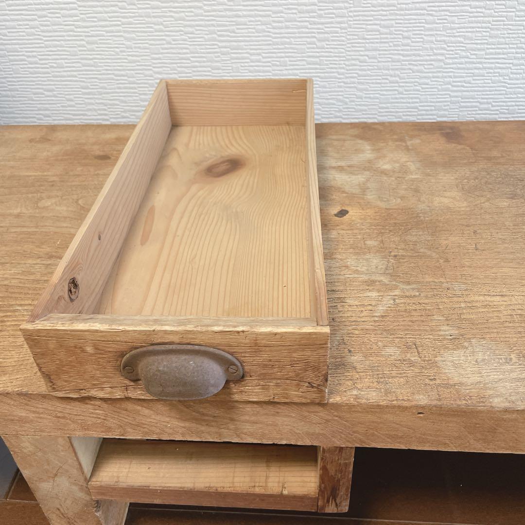 ✨裁ち台✨アンティーク　天板5cm 一枚板　引き出し付