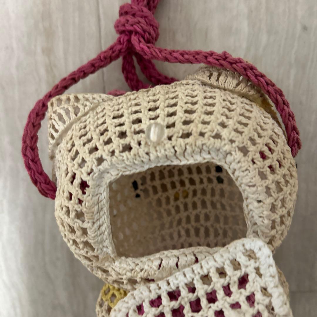 希少！ハローキティ　キティちゃん　ショルダーバッグ　ポーチ　レトロ　手編み風