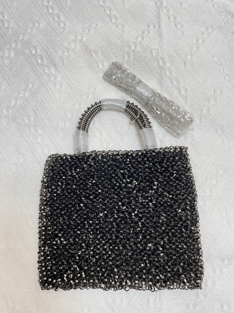 当日発送アンテプリマ風 ビーズ ワイヤーバッグ　ショルダーバッグ　新品未使用　黒