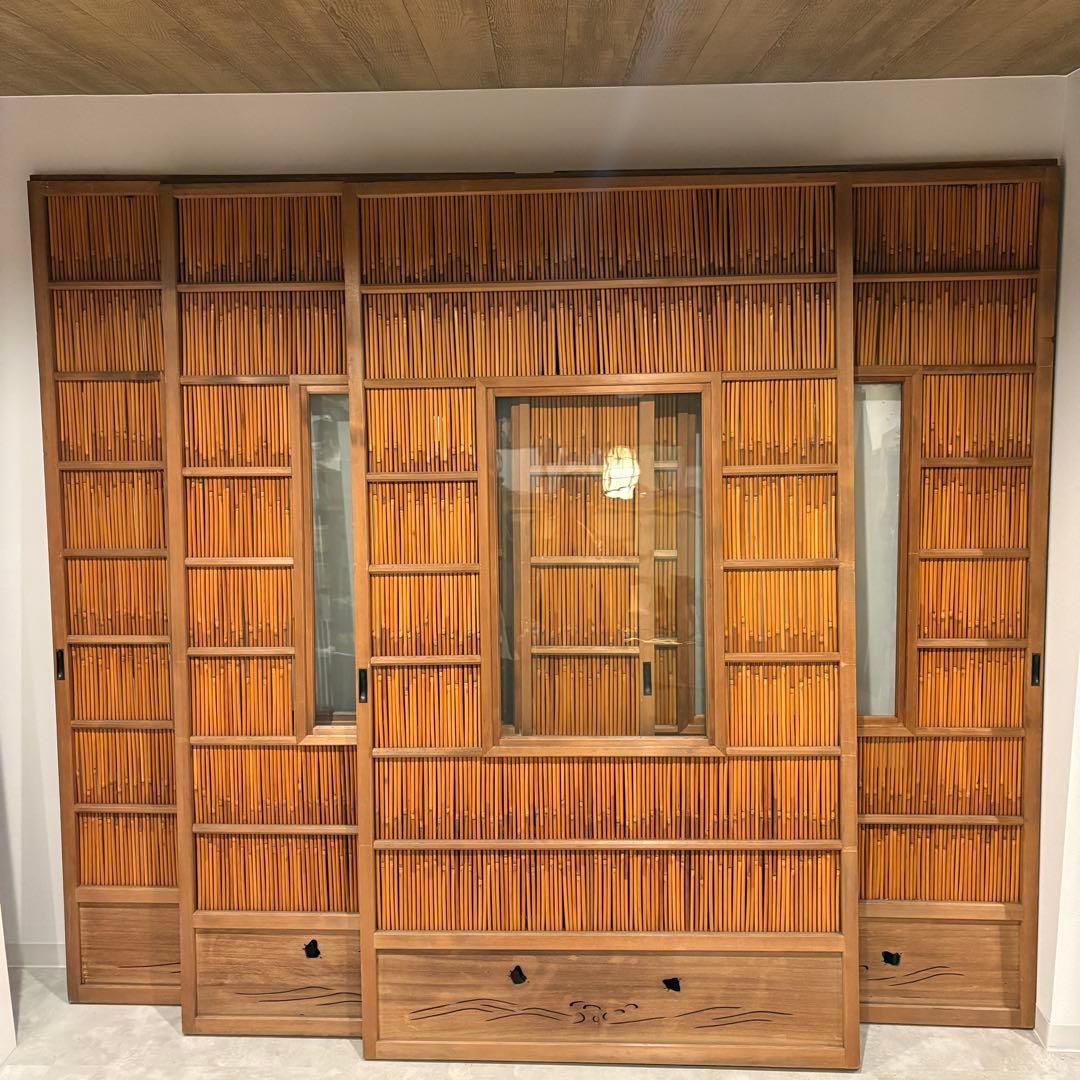 古い建具 ガラス戸 1枚 簾戸 すど 葦戸よしど 夏障子 御簾戸 2/4