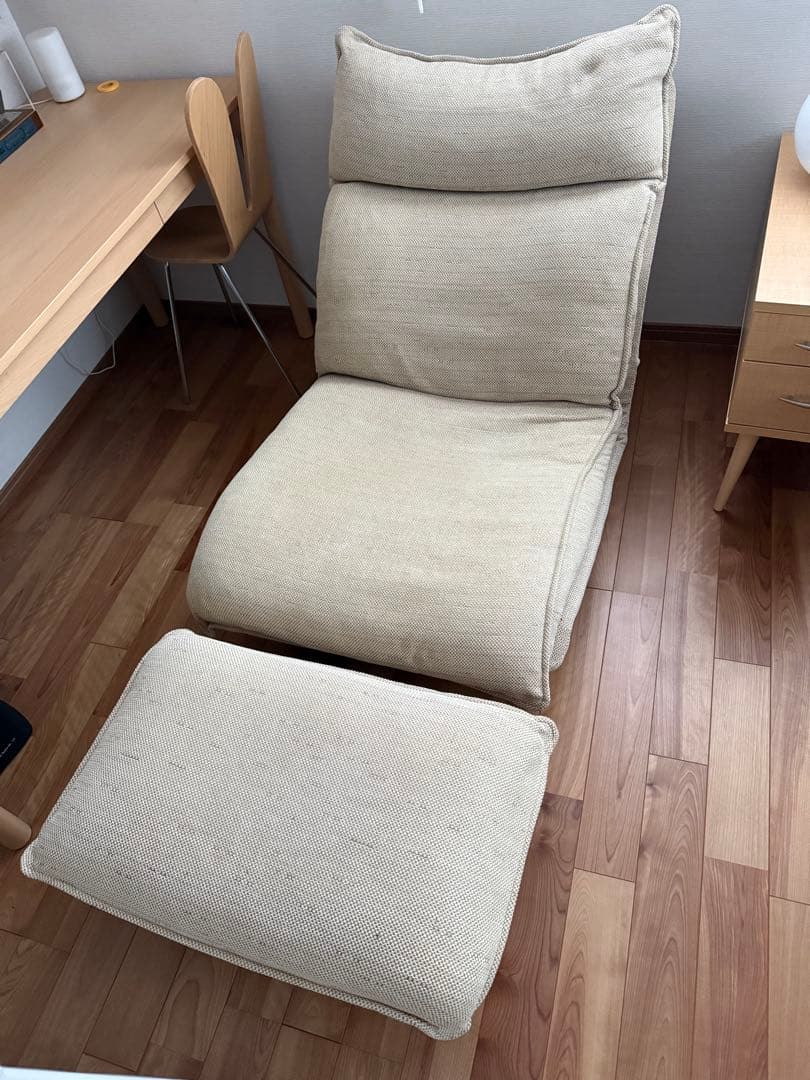 無印　ハイバックリクライニングソファ　オットマン付き　1シーター