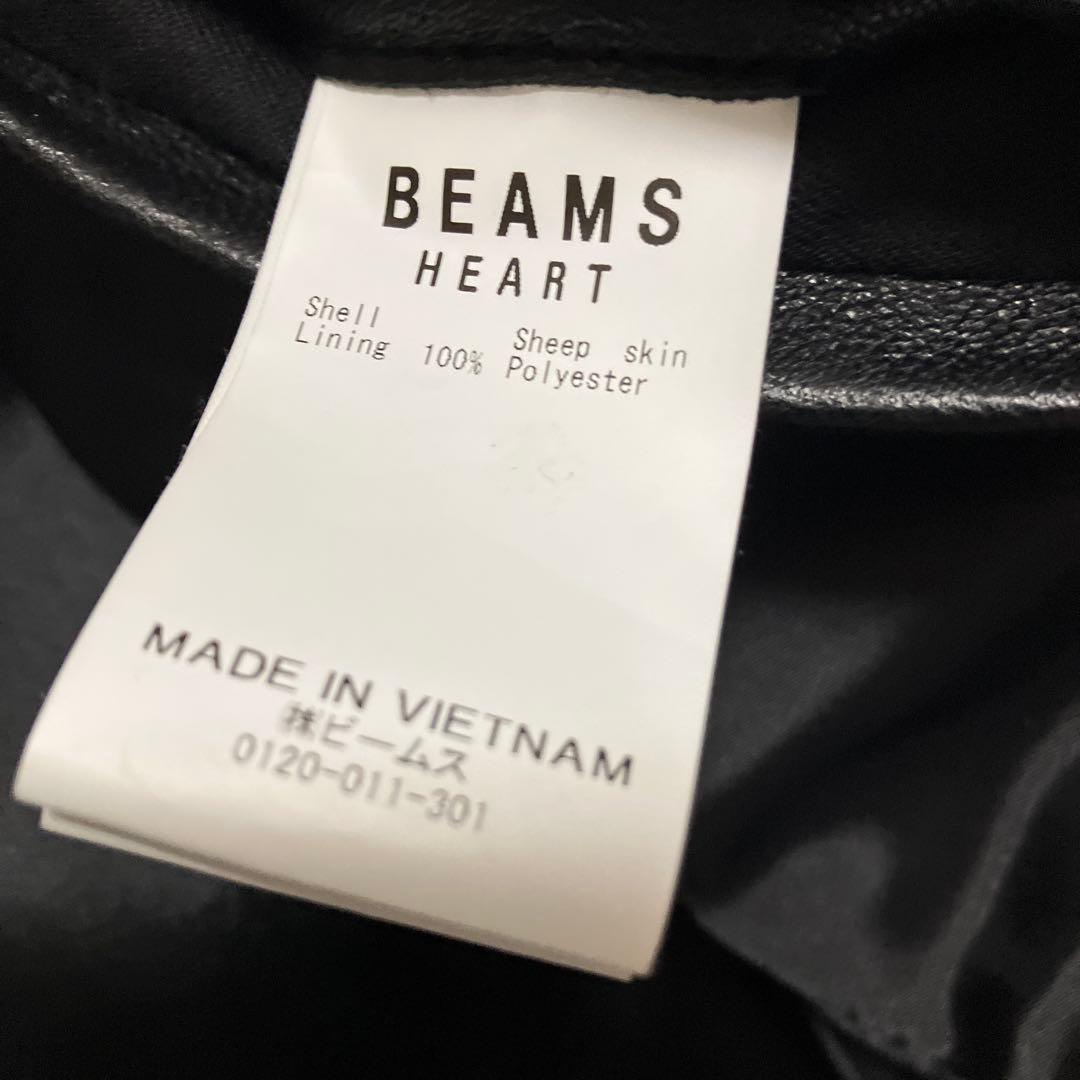 ビームス ハート　レザージャケット シングルライダース　羊革　黒　Lサイズ