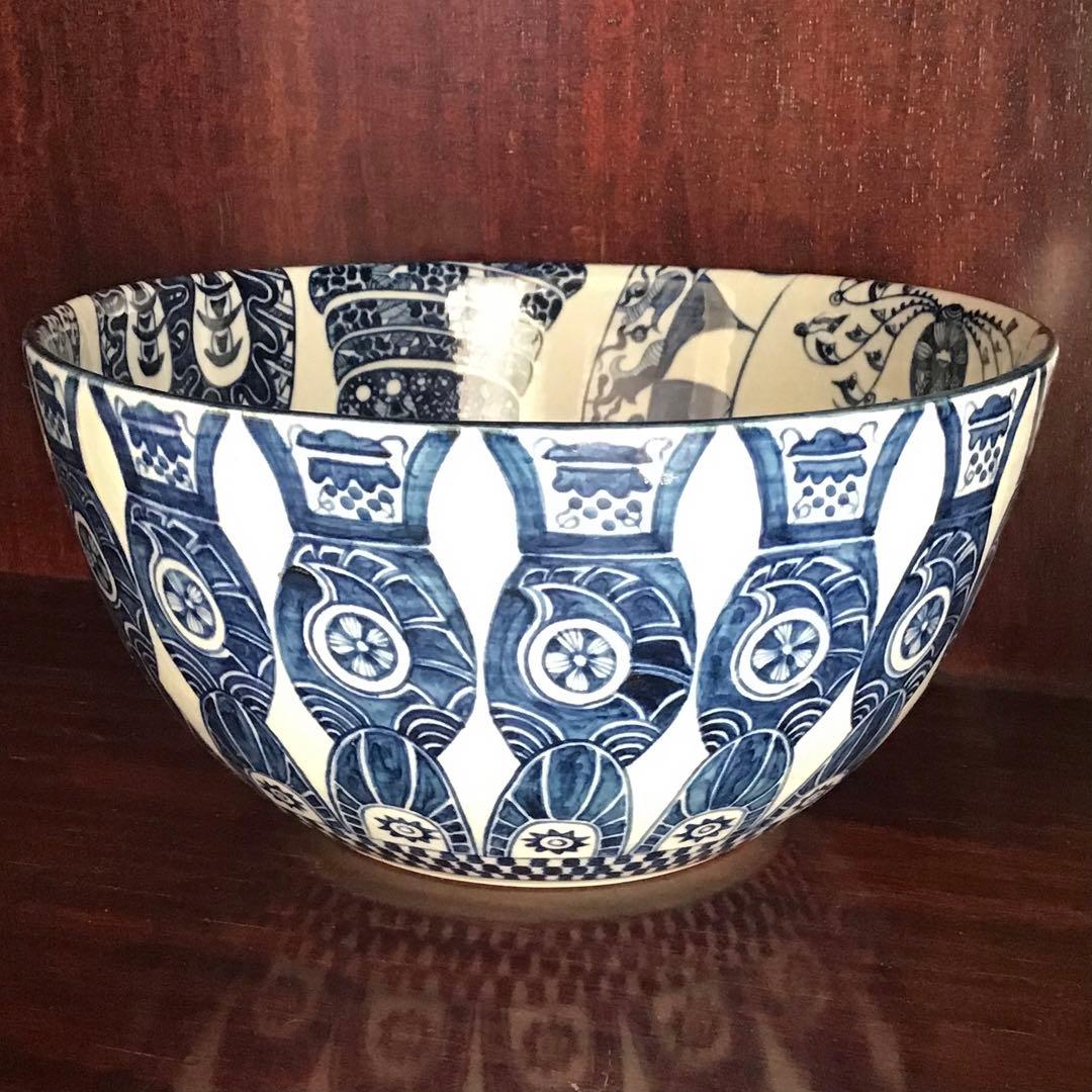 谷中耀子　染付　鉢　径22.3cm 高11.3cm個展作品