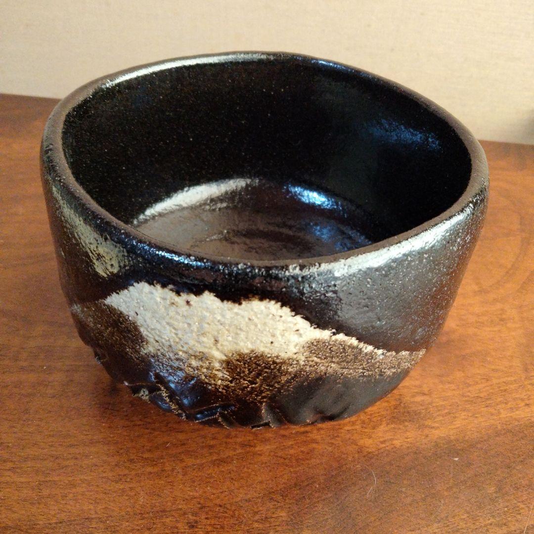 昭楽　赤黒四方茶盌　共箱付　富士　鷹　茄子　お正月