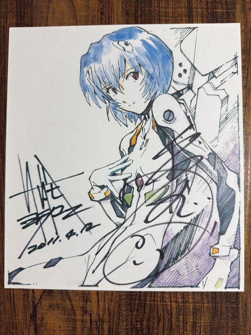 [美品]綾波レイ　新世紀エヴァンゲリオン　林原めぐみ直筆サイン入り色紙