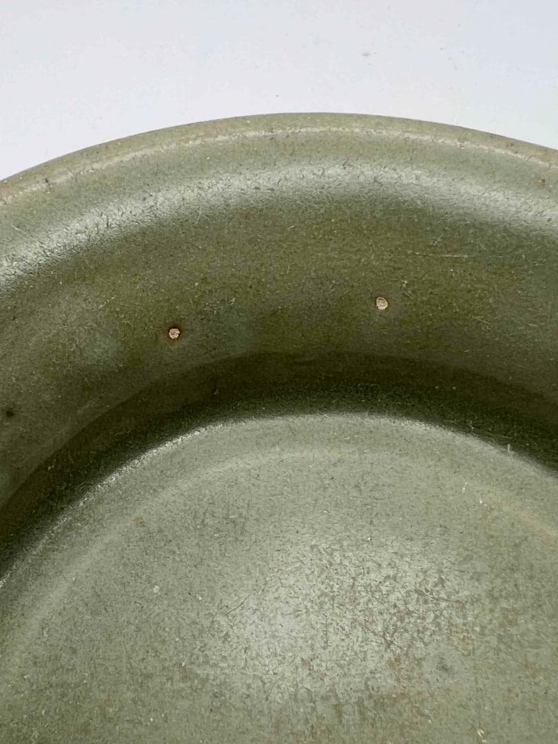 南宋時代　青磁　龍泉窯小盤　青磁弦文皿　唐物　古賞物　時代物(A-73)