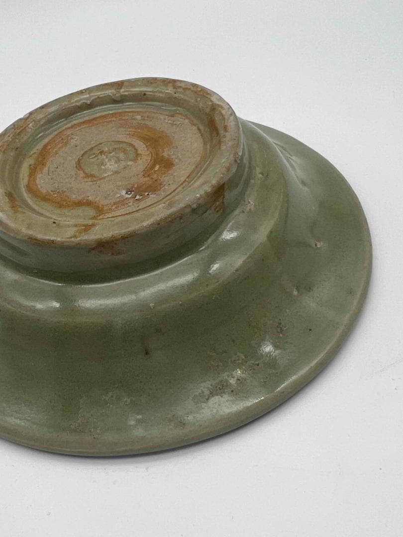 南宋時代　青磁　龍泉窯小盤　青磁弦文皿　唐物　古賞物　時代物(A-73)