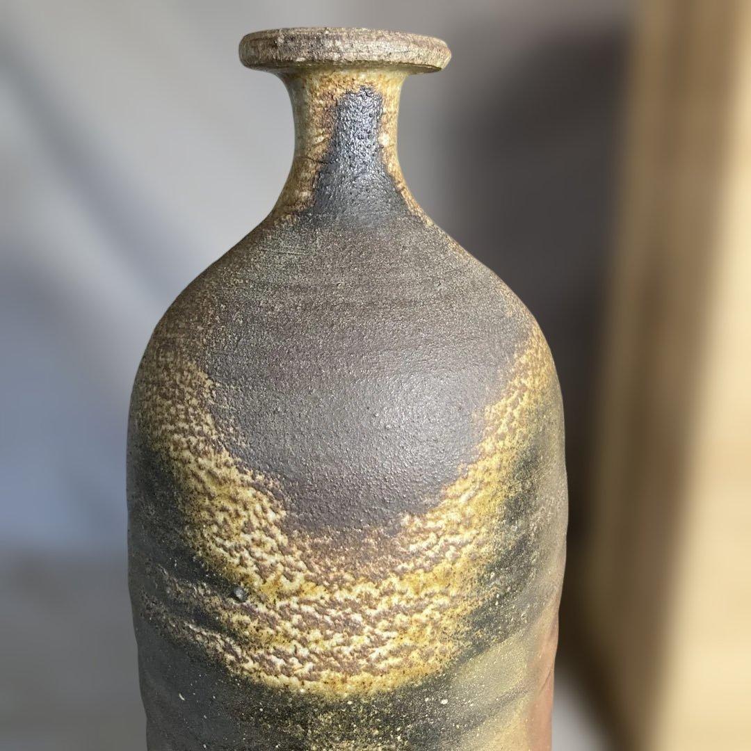 【武用真】備前焼の伝統　重要無形文化財　日本の名窯　武用真作　備前　細首大一輪入