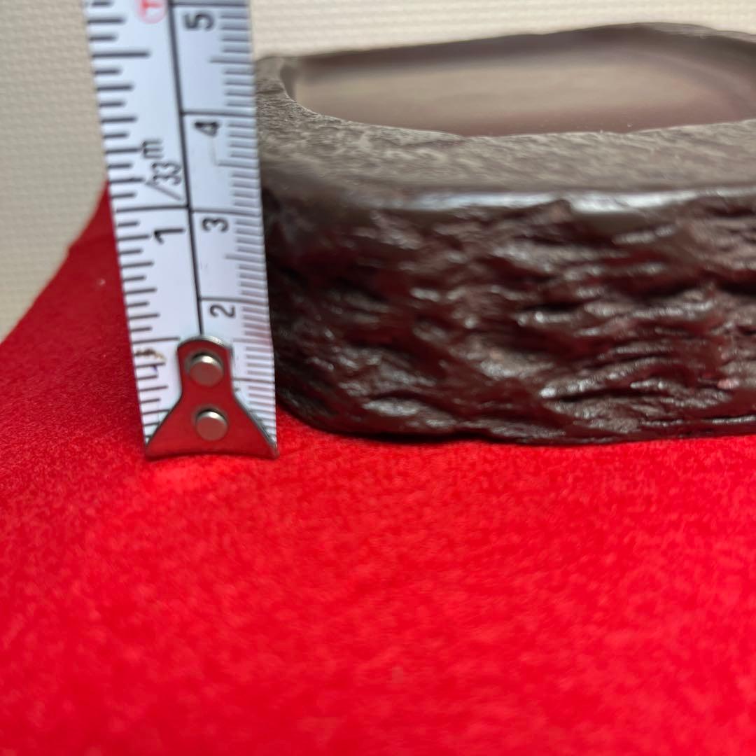 ⭕️赤間硯　野面硯　植野玉泉堂　6寸大　34mmの厚手　墨たっぷり　会津漆塗箱付き