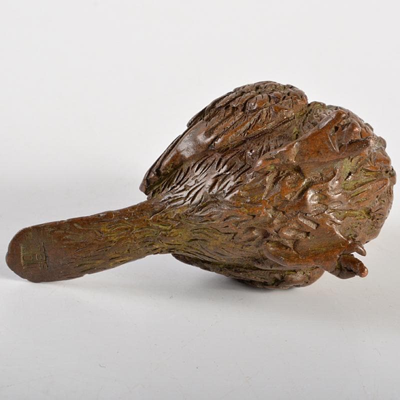 金工名品　古銅宣徳銅　鳥　紙鎮　置物　在銘　C　R6874E