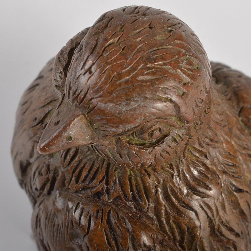 金工名品　古銅宣徳銅　鳥　紙鎮　置物　在銘　C　R6874E