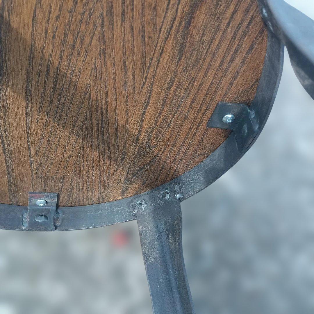 S*y様 5004）円形木製座面のアイアンスツール　ヴィンテージ　インダストリア