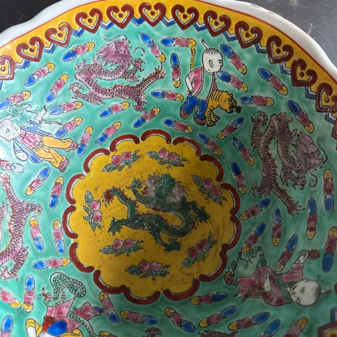お値下げ❣️中国の古い器　動物いっぱい！可愛い　ドラゴン　ヴィンテージ