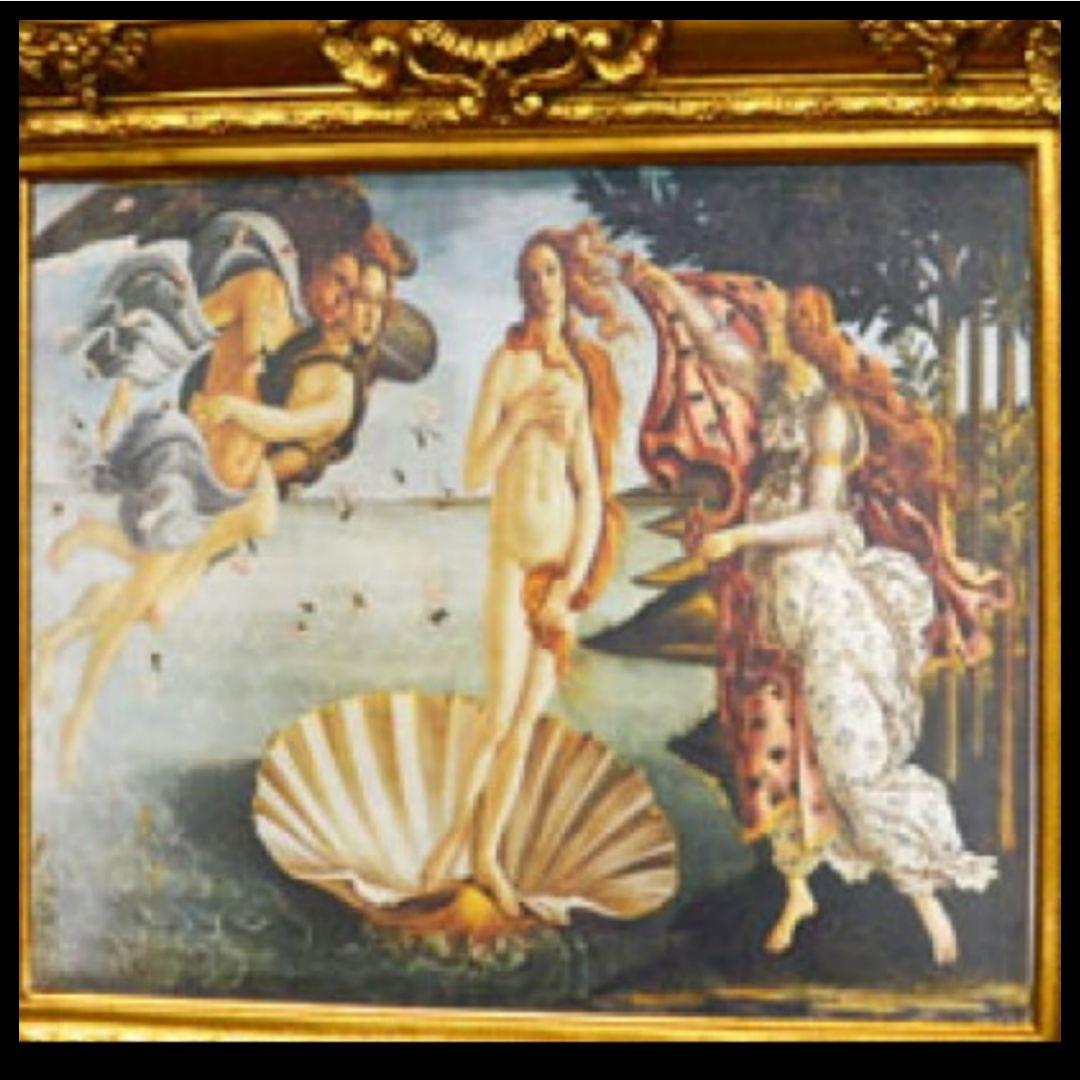 画家サンドロ・ボッティチェッリ作品　ヴィーナスの誕生　良質キャンバス　金箔額縁付