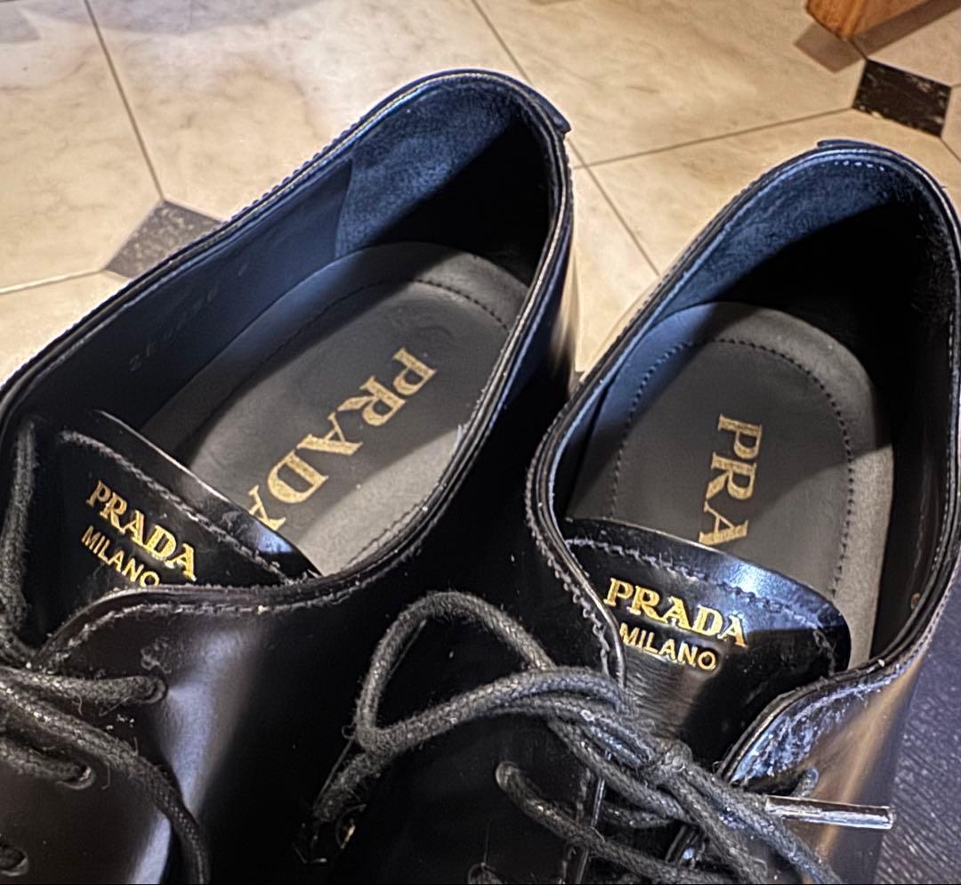 プラダ　ブラッシュドレザー　レースアップシューズ　サイズ6