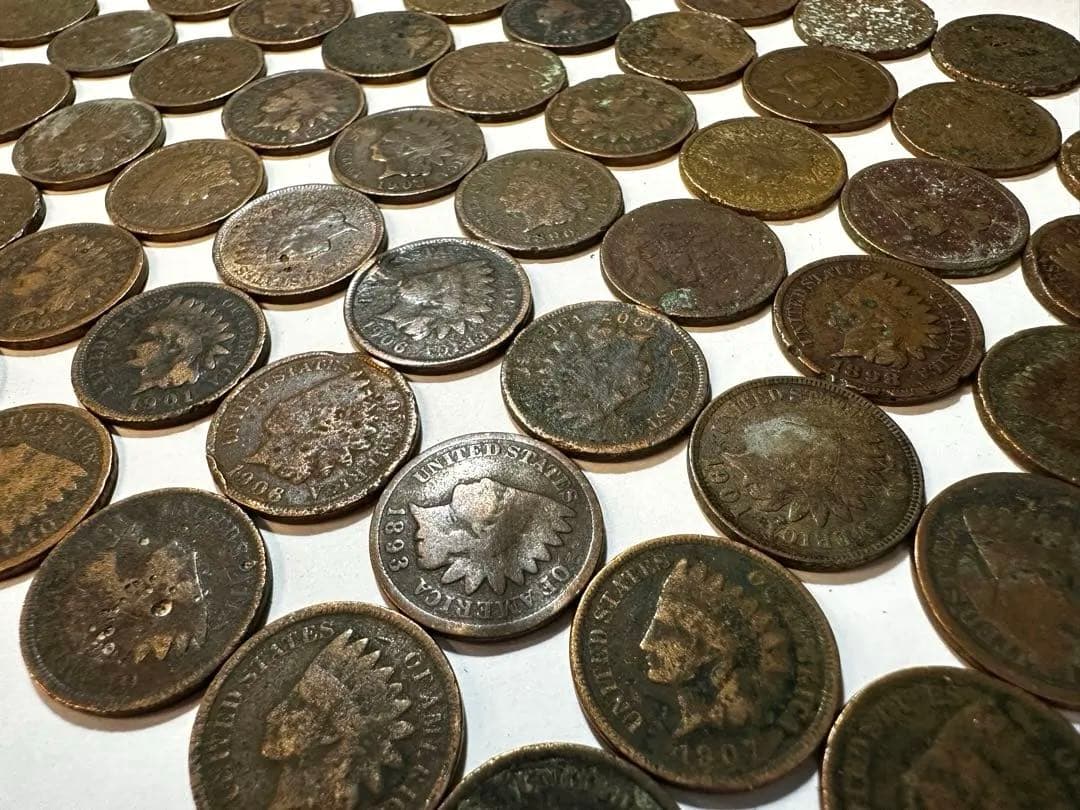 【70枚セット】 アメリカ硬貨 青銅貨 １セント インディアンヘッド ダメージ有