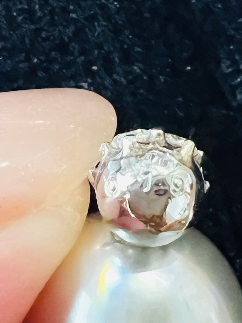 pt900 真珠 ピンブローチ ダイヤ付き