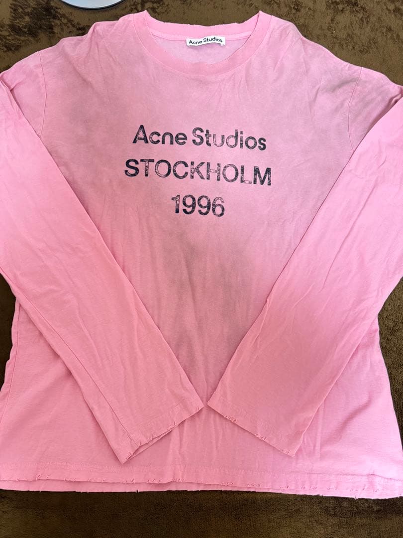 Acne Studios ロングTシャツ ピンク ダメージ加工 1996 L