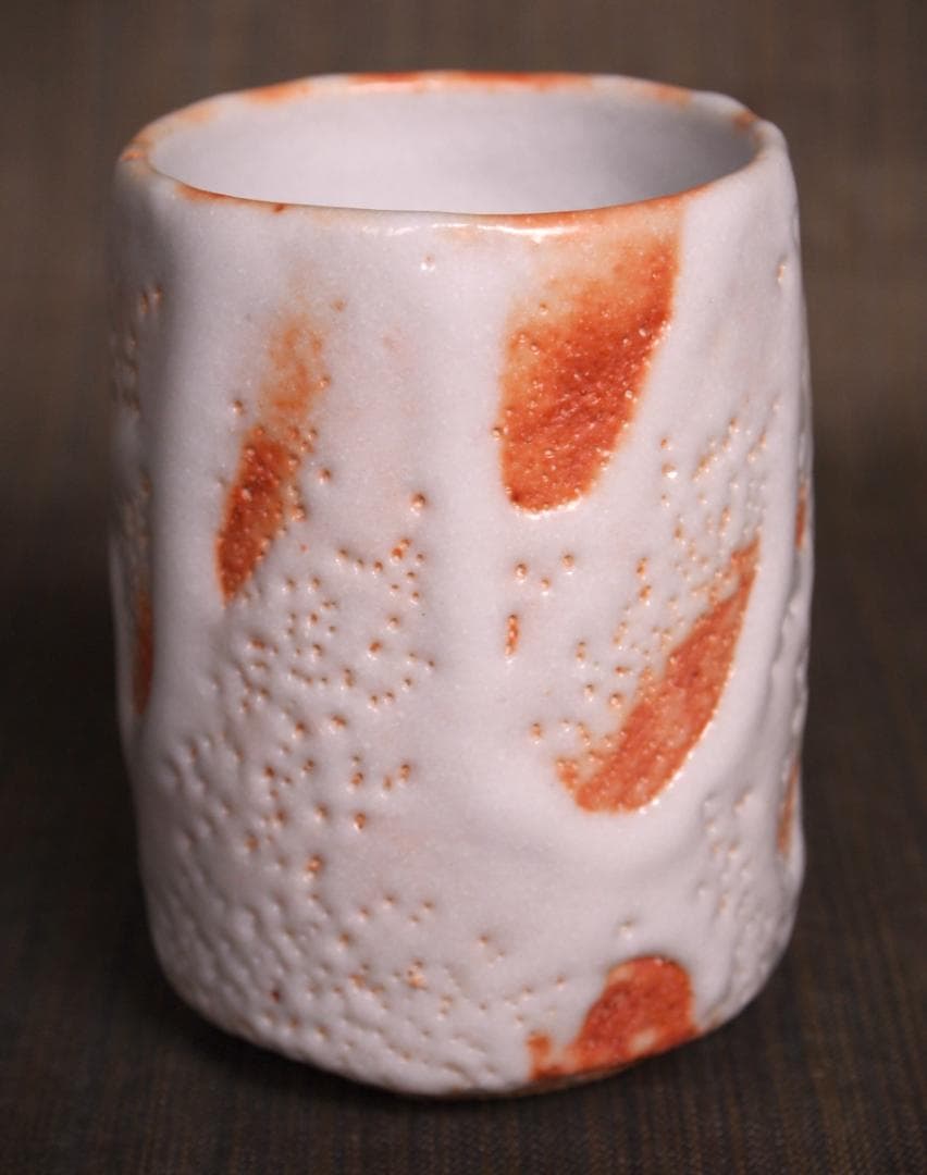 未使用★小林武春★志野湯のみ★共箱・栞