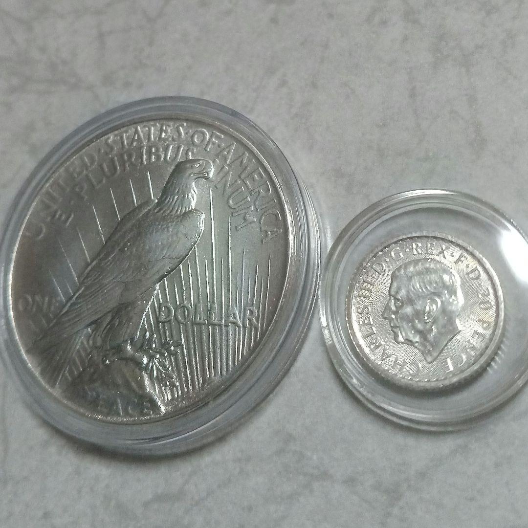 t*o様 ピースダラー/ブリタニア(1/10)オンス銀貨ー2枚セット。