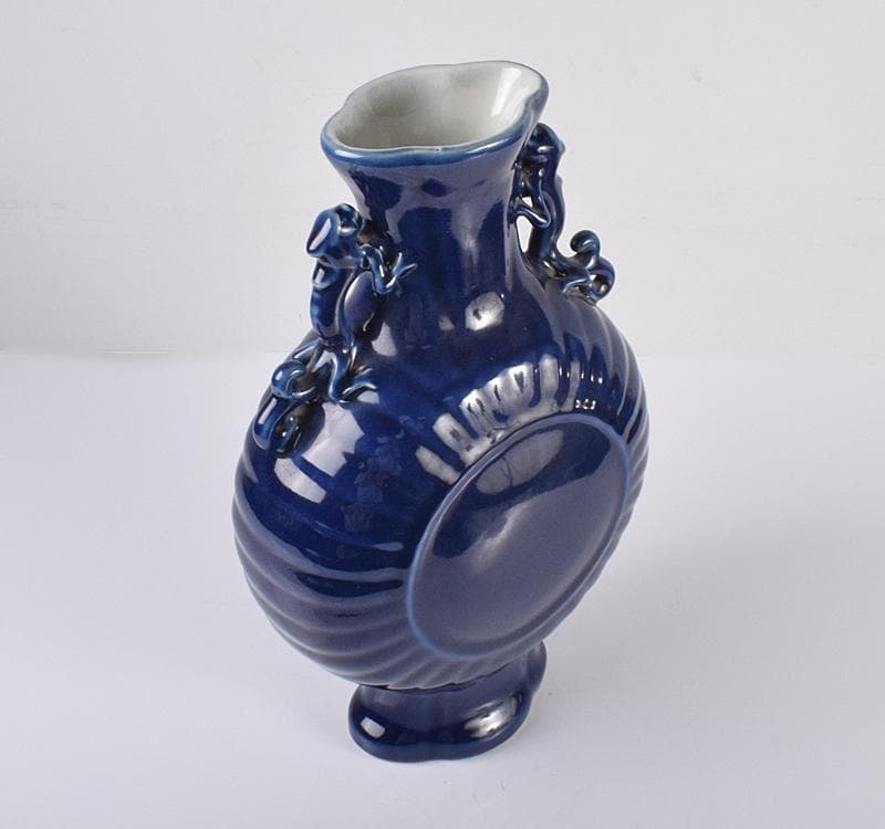 中国　大清康煕年製　瑠璃釉　双耳扁壷　M　R3690C