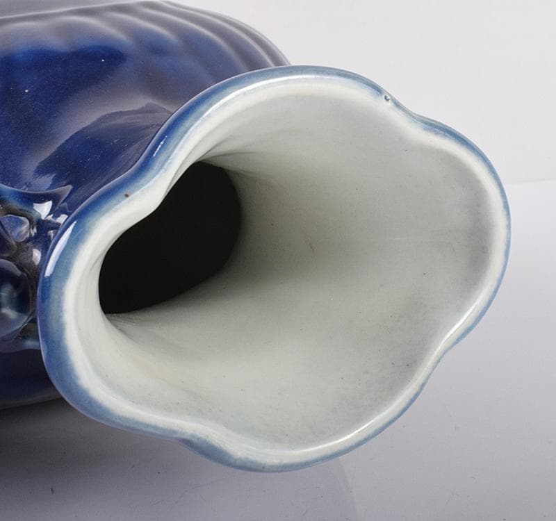 中国　大清康煕年製　瑠璃釉　双耳扁壷　M　R3690C