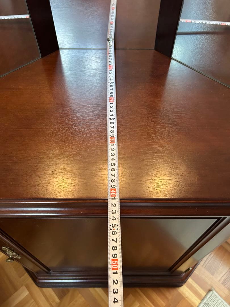 ダークブラウン コーナーガラスケース/カップボード/リビング収納