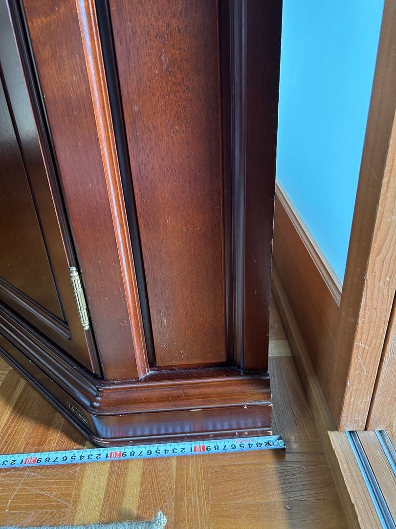 ダークブラウン コーナーガラスケース/カップボード/リビング収納