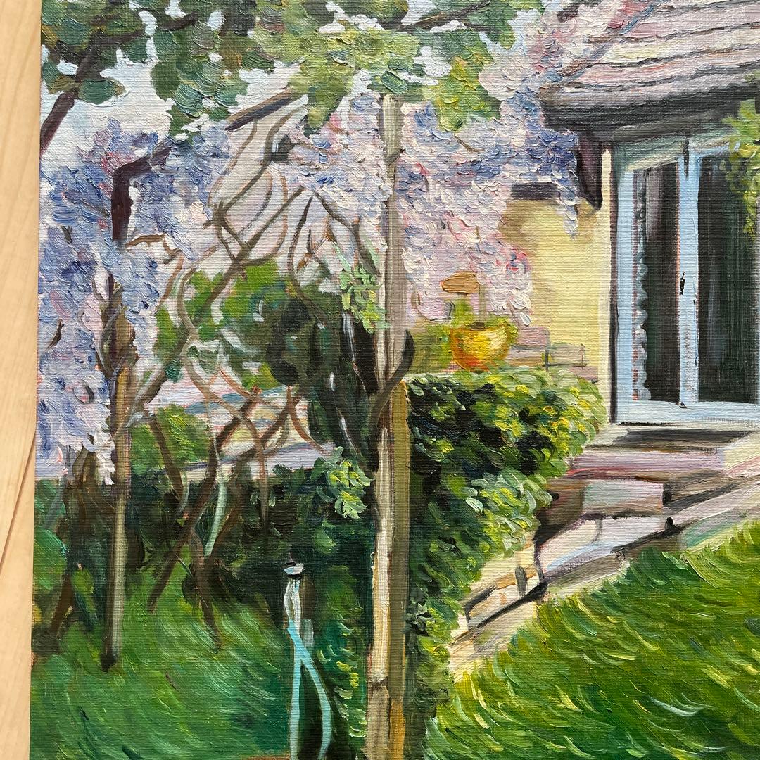 風景 油彩画 木製フレーム付き