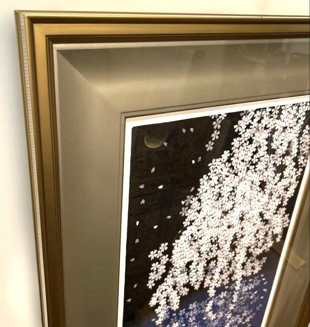 正規品美品）中島千波『桜花春映』シルクスクリーン絵画版画