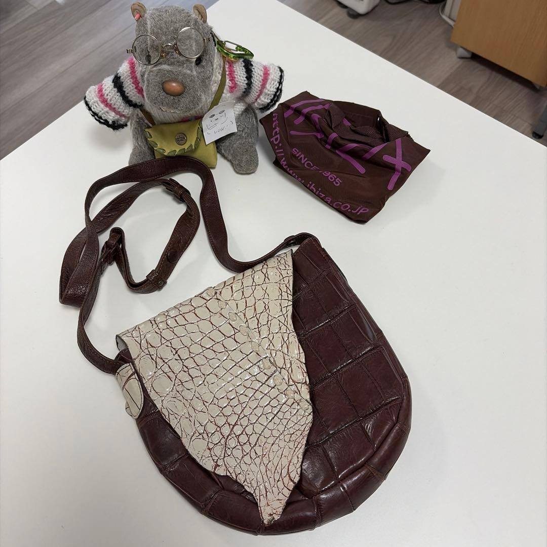 IBIZA　ブラウン　ワニ革　ショルダーバッグ　美品！