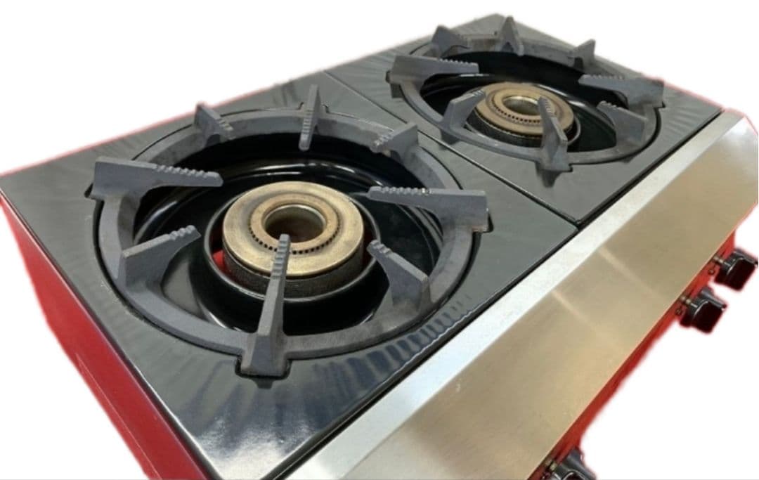 美品 山岡金属 ウルトラガッツ 2口ガステーブルコンロ LPガス 付属付き