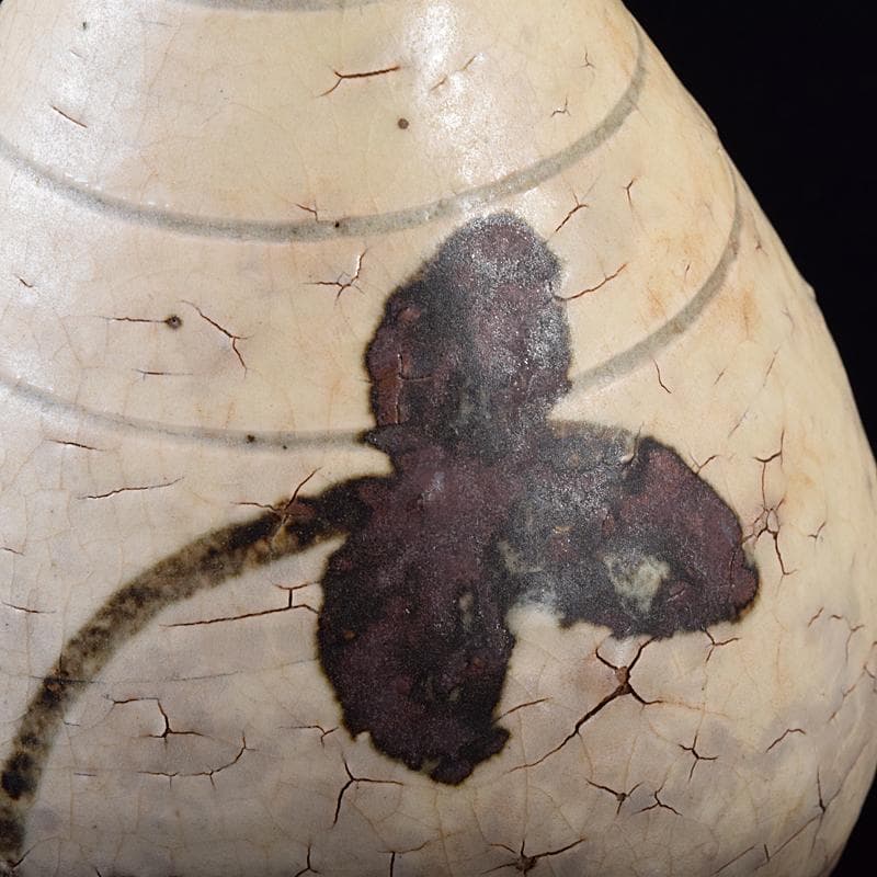 朝鮮美術　李朝　鶏龍山　鉄絵　花文　徳利　V　R8001