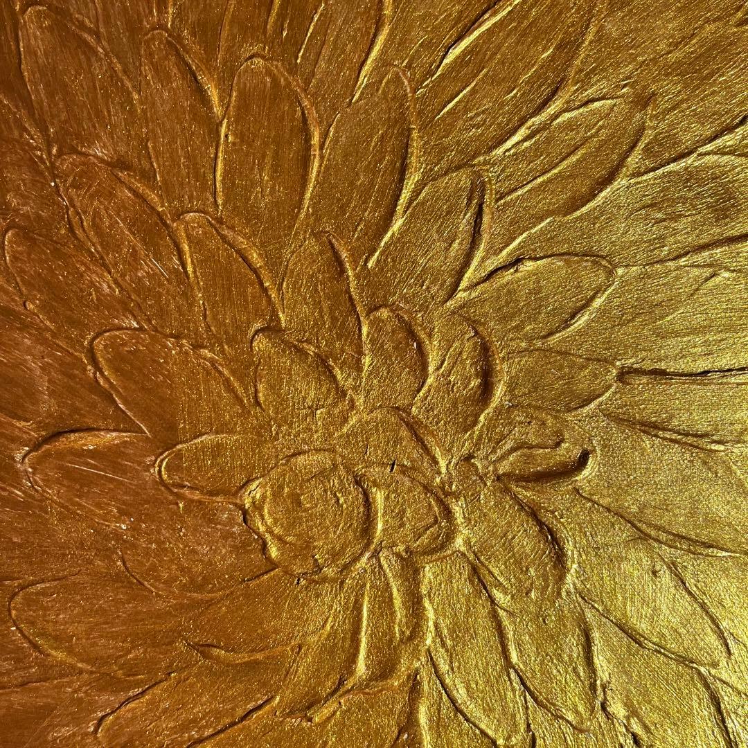 ★秀作★ 手書き油絵 ゴールドペタル 肉筆絵画 インテリア 油彩画