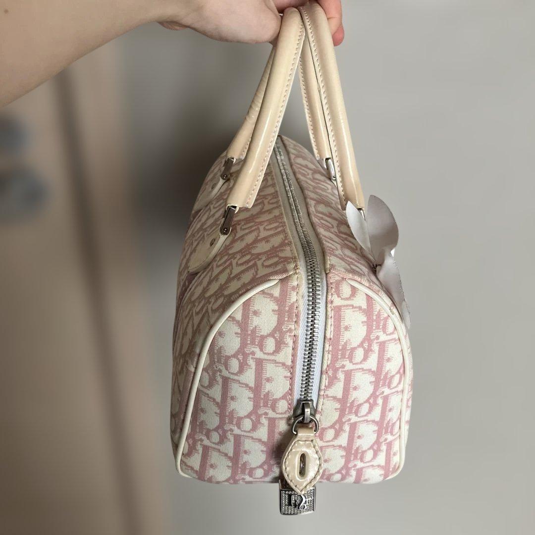 Christian Diorトロッター ミニボストンフラワーラインストーンピンク