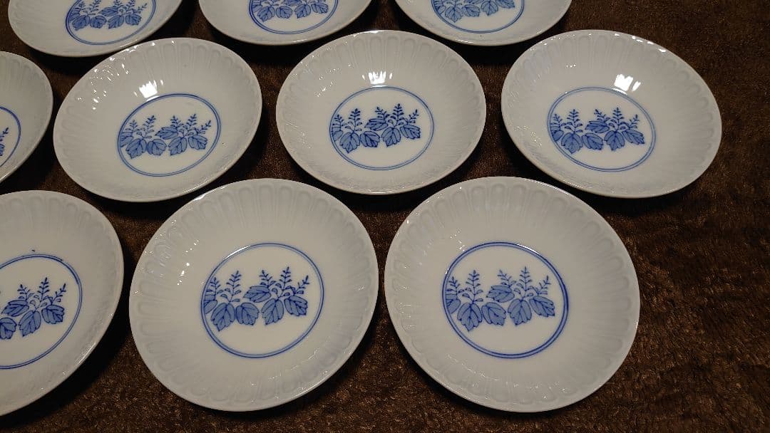 古伊万里　伊万里　染付　豆皿　菓子皿　桐紋　蔵出し　１０客