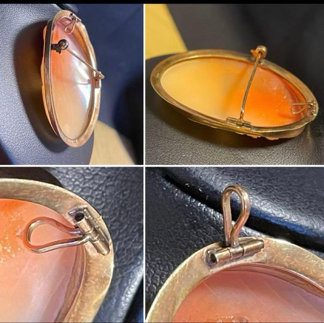 フランス　アンティーク　10金枠　アルテミス　ブローチ兼トップ