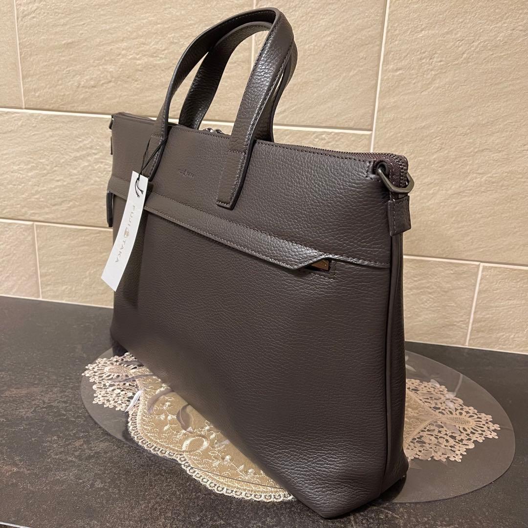 【新品】FUJITAKA レザービジネスバッグ チョコ　51,700円