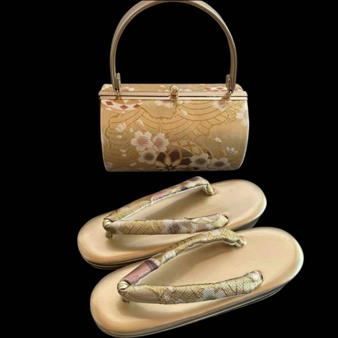 ★和装バッグ★草履セットゴールド 着物 成人式 結婚式 冠婚祭 振袖 卒業式