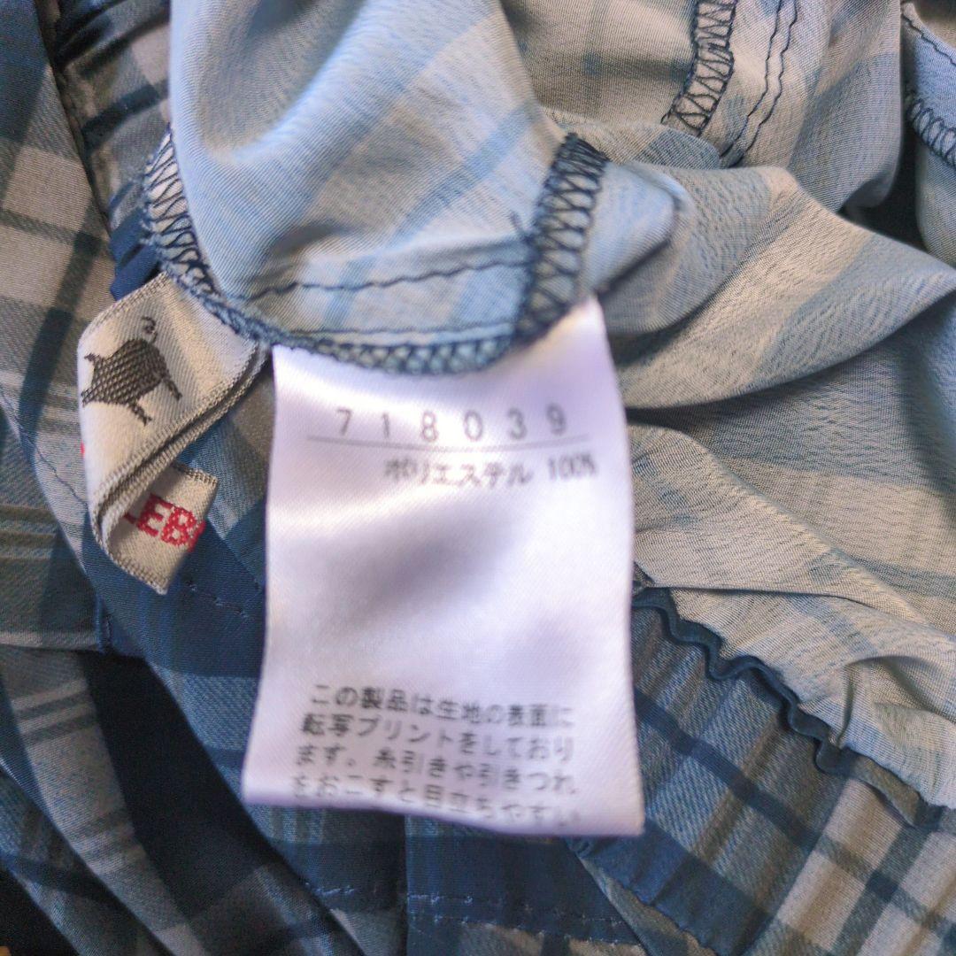 【涼感】アルベロベロ♥️ぶたさんワッペン　ネイビー系チェック　 サルエルパンツ