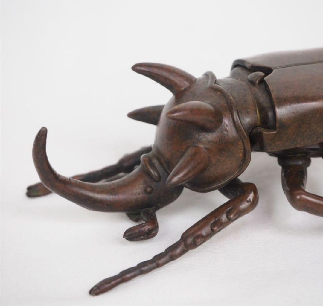 送料無料　リアルな銅製カブトムシ　10.5ｃｍ　置物